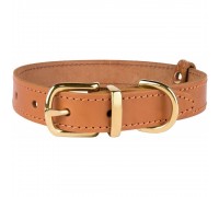 Нашийник для Собак Шкіряний BronzeDog Classic з Литою Латунною Фурнітурою Гірчичний