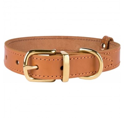 Нашийник для Собак Шкіряний BronzeDog Classic з Литою Латунною Фурнітурою Гірчичний