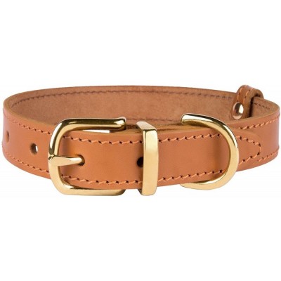 Нашийник для Собак Шкіряний BronzeDog Classic з Литою Латунною Фурнітурою Гірчичний