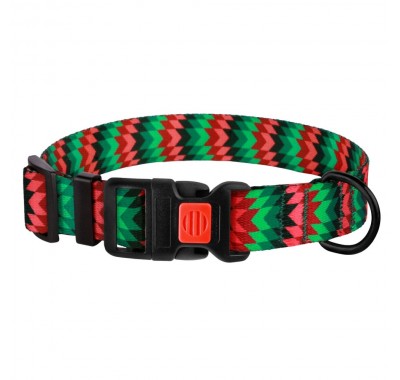 Ошейник для Собак BronzeDog Urban Зигзаг Нейлоновый с Пластиковой Пряжкой Красно-Зеленый