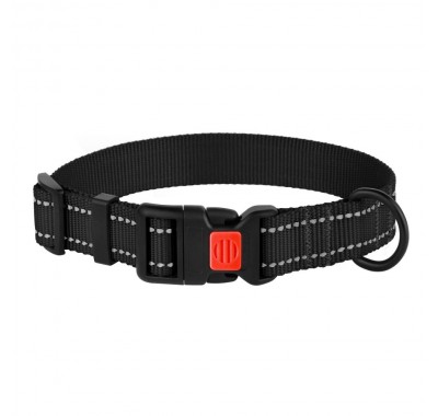 Ошейник для Собак BronzeDog Active Нейлоновый со Светоотражением и Пластиковой Пряжкой Черный