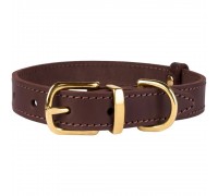 Нашийник для Собак Шкіряний BronzeDog Classic з Литою Латунною Фурнітурою Коричневий