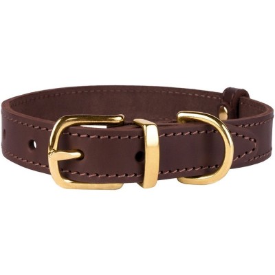 Нашийник для Собак Шкіряний BronzeDog Classic з Литою Латунною Фурнітурою Коричневий
