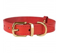 Нашийник для Собак Шкіряний BronzeDog Classic з Литою Латунною Фурнітурою Червоний