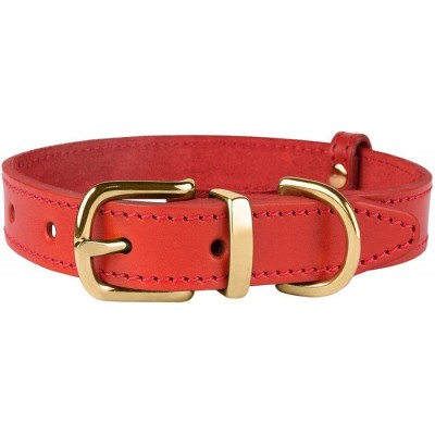 Нашийник для Собак Шкіряний BronzeDog Classic з Литою Латунною Фурнітурою Червоний