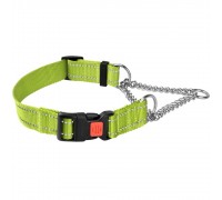 Нашийник для Собак Мартингейл BronzeDog Active Нейлоновий з Пластиковою Пряжкою та Світловідбиттям Салатовий