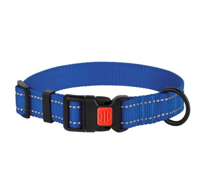 Ошейник для Собак BronzeDog Active Нейлоновый со Светоотражением и Пластиковой Пряжкой Синий