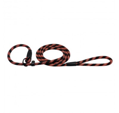 Поводок Удавка для Собак Bronzedog Active из Альпинистского Шнура Светоотражающий Черно-Оранжевый