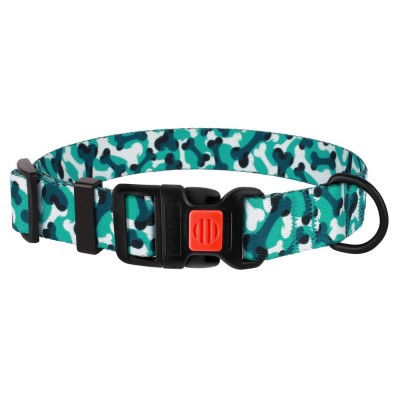 Нашийник для Собак BronzeDog Urban Camo Нейлоновий з Пластиковою Пряжкою Бірюзовий