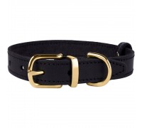 Нашийник для Собак Шкіряний BronzeDog Classic з Литою Латунною Фурнітурою Чорний