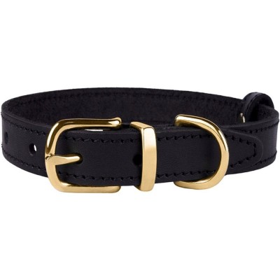 Нашийник для Собак Шкіряний BronzeDog Classic з Литою Латунною Фурнітурою Чорний