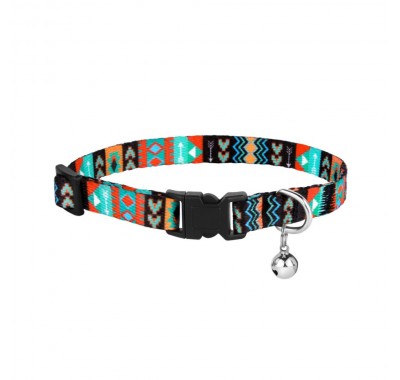 Нашийник для Котів BronzeDog Urban Tribal Нейлоновий з Пластиковою Пряжкою та Дзвіночком