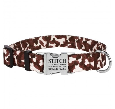 Нашийник для Собак BronzeDog Urban Camo Нейлоновий з Металевою Пряжкою Коричневий