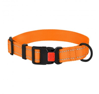 Нашийник для Собак BronzeDog Active Нейлоновий зі Світловідбиттям та Пластиковою Пряжкою Помаранчевий