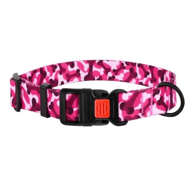 Нашийник для Собак BronzeDog Urban Camo Нейлоновий з Пластиковою Пряжкою Рожевий