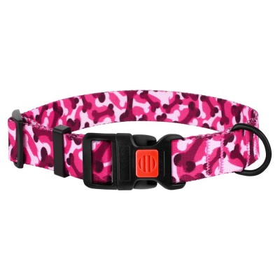 Нашийник для Собак BronzeDog Urban Camo Нейлоновий з Пластиковою Пряжкою Рожевий