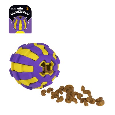 Игрушка для собак Bronzedog Jumble Двухслойный мяч 6,5 см фиолетово-желтый