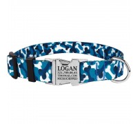 Нашийник для Собак BronzeDog Urban Camo Нейлоновий з Металевою Пряжкою Блакитний