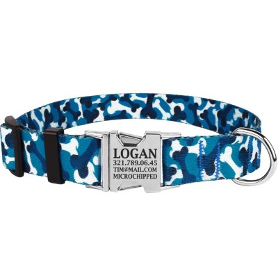 Ошейник для Собак BronzeDog Urban Camo Нейлоновый с Металлической Пряжкой Голубой