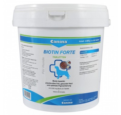 Витамины Canina Biotin Forte Tabletten для собак, интенсивный курс для шерсти, 2000 г (600 табл) 101122