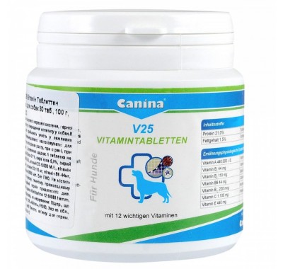 Вітаміни Canina V25 Vitamintabletten для собак, полівітамінний комплекс, 100 г (30 табл) 110100