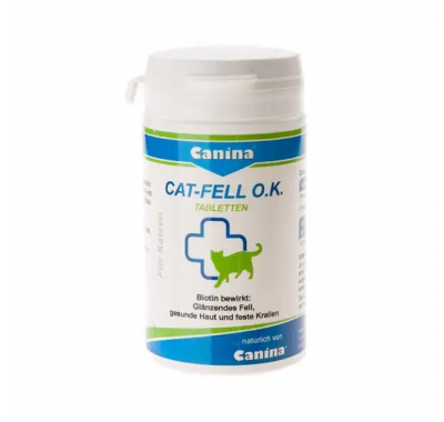 Витамины Canina Cat-Fell O.K. для кошек с проблемами шерсти, биотин с микроэлементами, 50 г (100 табл) 201525