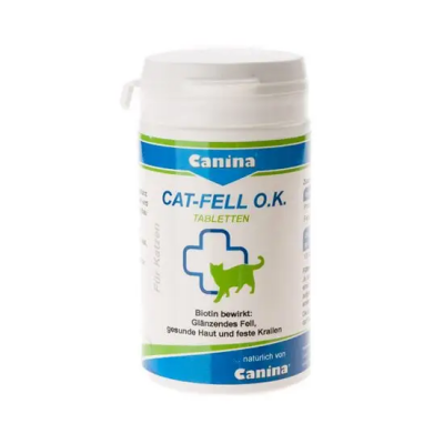 Вітаміни Canina Cat-Fell O.K. для кішок з проблемами шерсті біотин з мікроелементами, 50 г (100 табл) 201525
