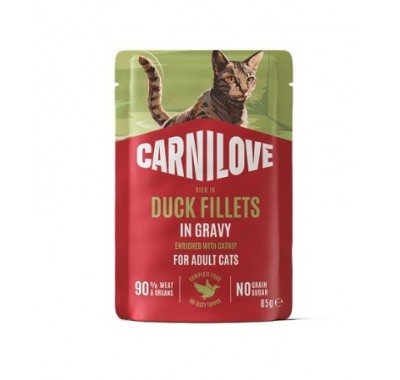 Вологий корм Carnilove Gravy Duck with Catnip для котів качка та котяча м'ята в соусі 85 г, 101401