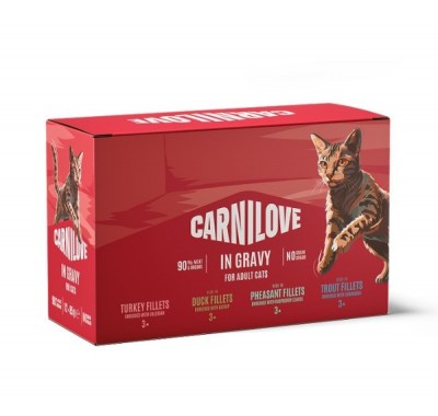 Вологий корм Carnilove Gravy Multipack для котів у соусі в асортименті 12×85г, 101377