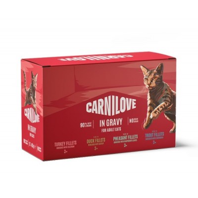 Вологий корм Carnilove Gravy Multipack для котів у соусі в асортименті 12×85г, 101377