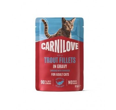 Вологий корм Carnilove Gravy Trout with Echinacea для кішок форель та ехінацея в соусі 85 г, 101404