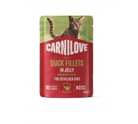 Вологий корм Carnilove Jelly Duck with Catnip Sterilised для стерилізованих кішок качка та котяча м'ята в желе 85г, 101408
