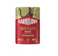 Вологий корм Carnilove Jelly Duck with Catnip Sterilised для стерилізованих кішок качка та котяча м'ята в желе 85г, 101408