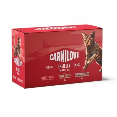 Вологий корм Carnilove Jelly Multipack для кішок у желе в асортименті 12×85г, 101383