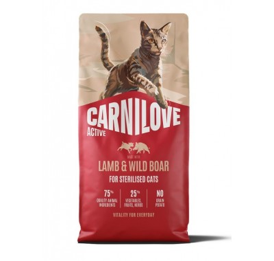 Сухой корм Carnilove Active Lamb & Wild Boar Sterilised для стерилизованных кошек ягненок и дикий кабан 6 кг, 173705