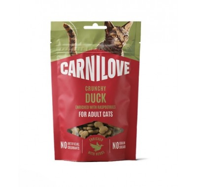Ласощі хрусткі для кішок Carnilove Crunchy Snack Duck with Raspberries качка та малина 50г, 100792