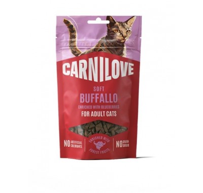 Ласощі для кішок м'які Carnilove Soft Snack Buffalo with Blueberries буйвол і лохина 50г, 112415