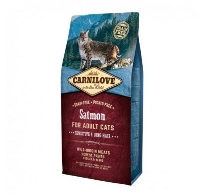 Сухий корм для кішок Carnilove Cat Salmon Sensitive & Long Hair з лососем 6 кг 170204