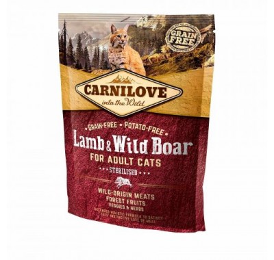 Сухой корм для стрерилизованных кошек Carnilove Cat Lamb&Wild Boar Sterilised с ягненком и мясом дикого кабана 400 г 170193
