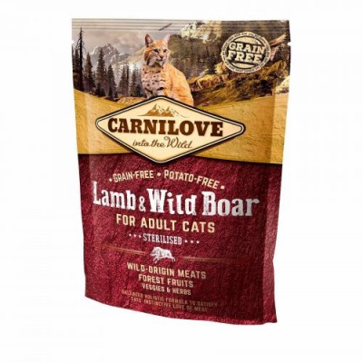 Сухий корм для стририлізованих кішок Carnilove Cat Lamb&Wild Boar Sterilised з ягнятком та м'ясом дикого кабана 400 г 170193