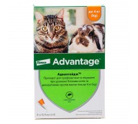 Краплі на холку для кішок та кроликів Elanco Advantage до 4 кг, 4 піпетки