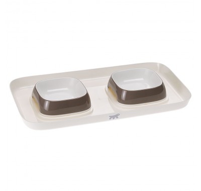 Ferplast GLAM TRAY Пластиковий піднос з мисками для котів та собак, сірий