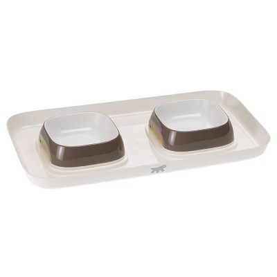 Ferplast GLAM TRAY Пластиковий піднос з мисками для котів та собак, сірий