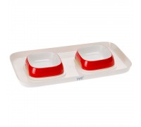 Ferplast GLAM TRAY Пластиковий піднос з мисками для котів та собак, червоний