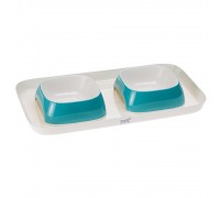Ferplast GLAM TRAY Пластиковий піднос з мисками для котів та собак, блакитний