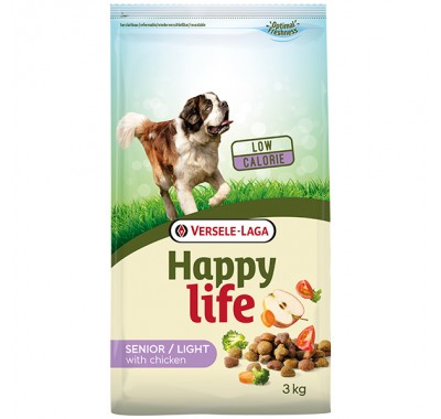 Happy Life Senior Light with Chicken низькокалорійний сухий преміум корм для літніх собак та собак із проблемами зайвої ваги 3 кг