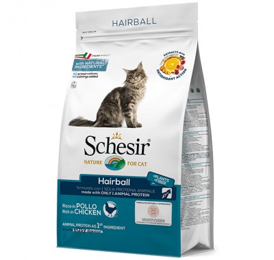 Schesir Cat Hairball сухий монопротеїновий корм для котів з довгою шерстю 400 г