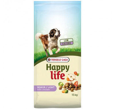Happy Life Senior Light with Chicken низькокалорійний сухий преміум корм для літніх собак та собак із проблемами зайвої ваги 15 кг