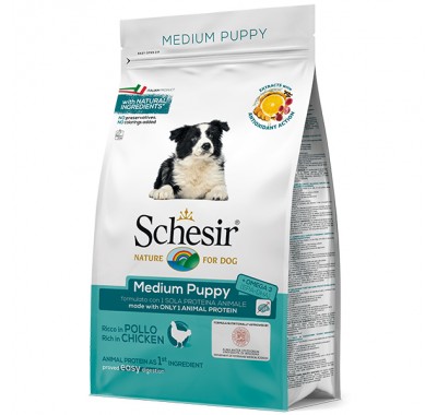 Schesir Dog Medium Puppy сухой монопротеиновый корм для щенков средних пород 12 кг