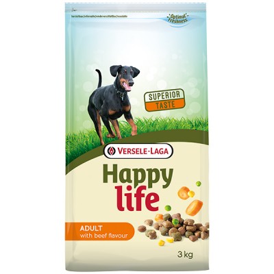 Happy Life Adult with Beef flavouring сухий преміум корм для собак усіх порід 3 кг